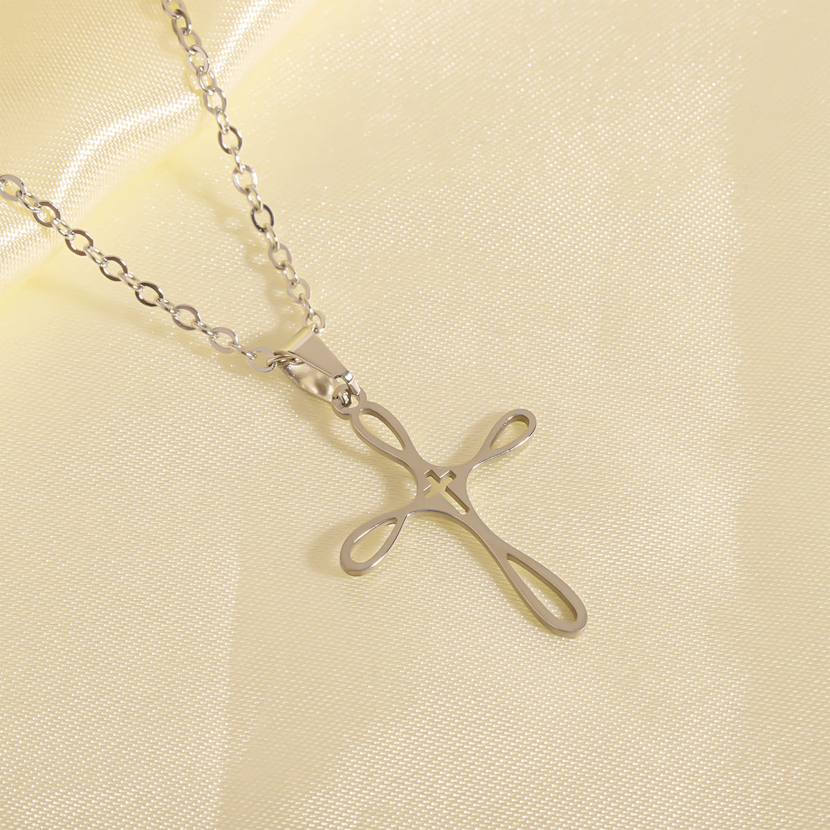 Stainless Steel Cross Necklace Choker & Earrings Set, Delicate Minimalist Stylish All-match Daily Jewelry