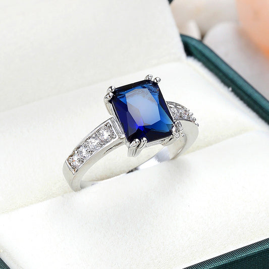 Women's Simple Square Zircon Ring