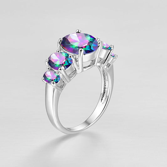 Light-luxury Oval Colored Pattoite Ring