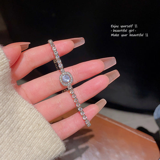 Exquisite Full Zircon Bracelet For Women, Light Luxury Niche Design, Square Zircon Bangle, Gift For  & Best Sisters Jewelry