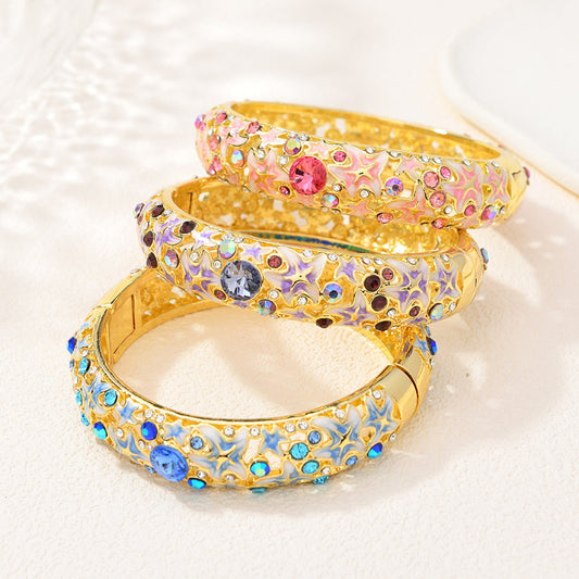 Ocean Style Starfish Enamel Diamond-Encrusted Bracelet