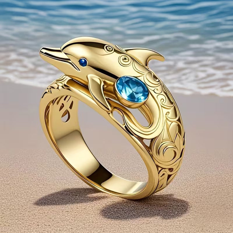 Little Dolphin Design Personalized Womens Ring